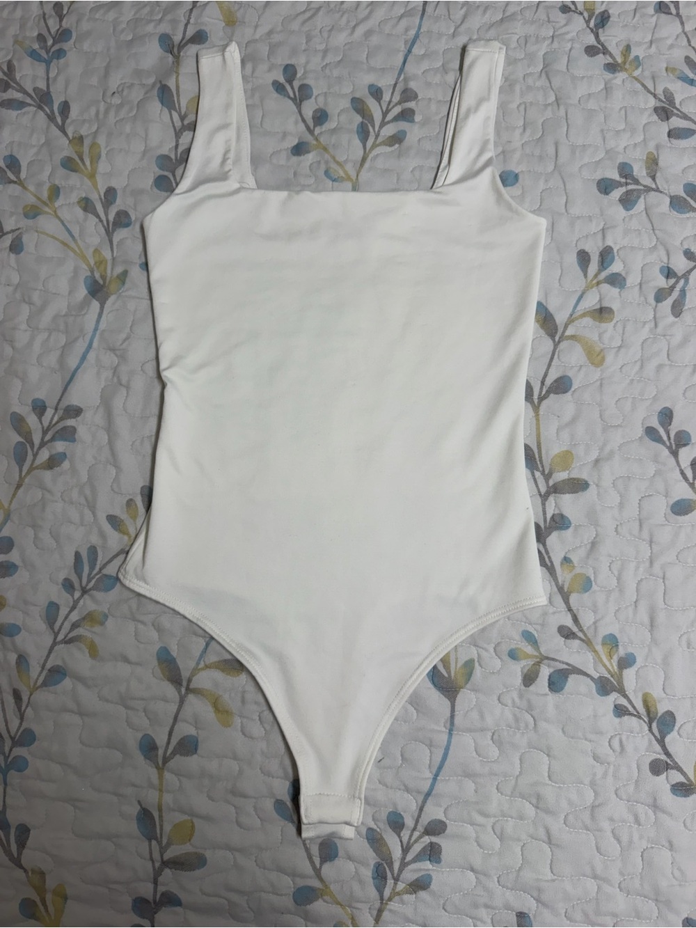 Sleek White Square Neck Bodysuit for Women